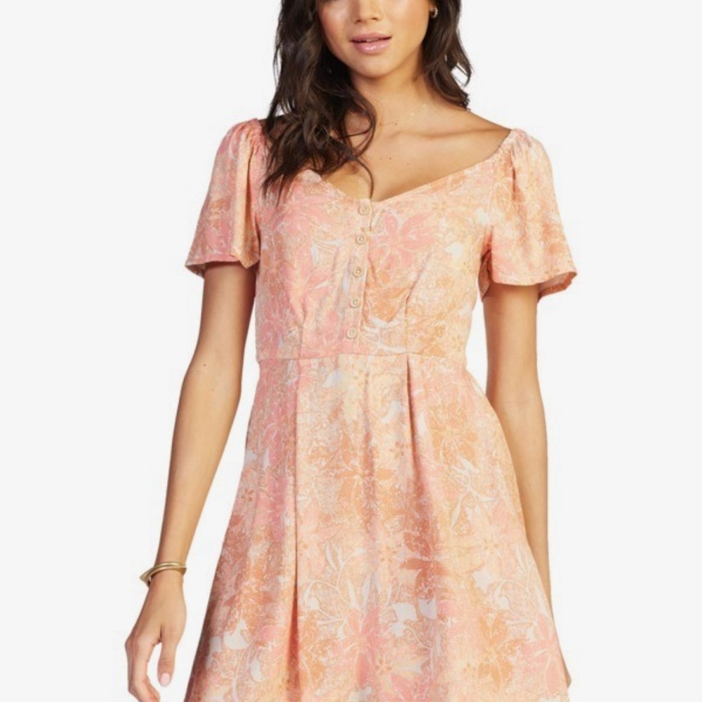 Roxy Pink Puff Sleeve Mini Dress size a#48